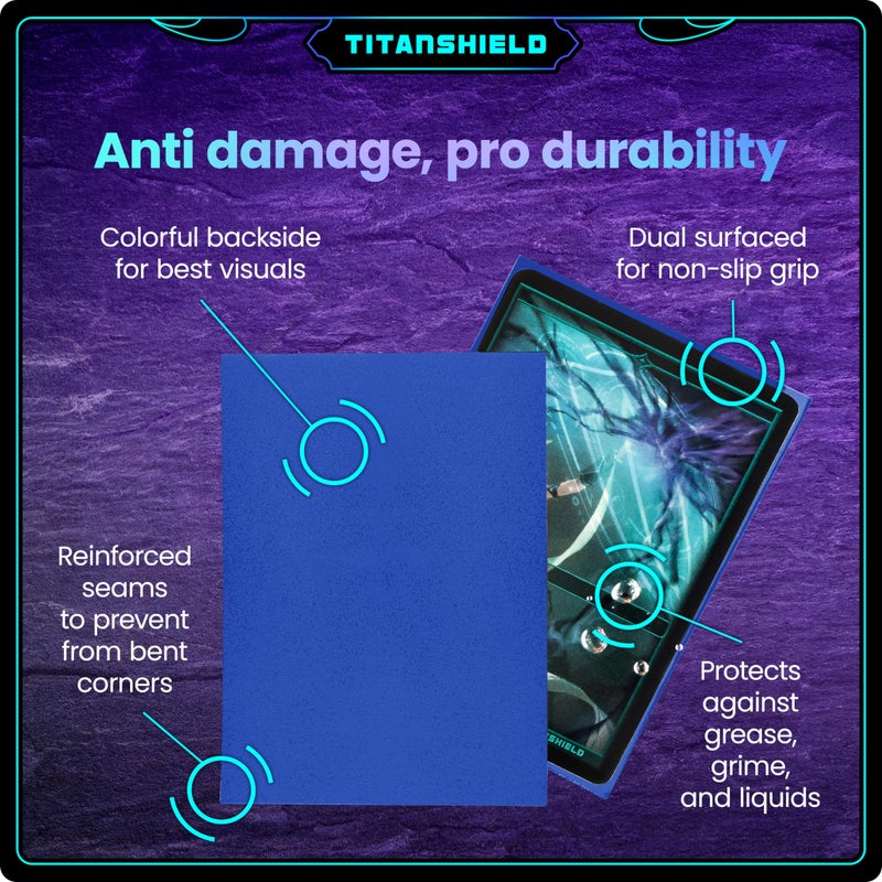 TitanShield أكمام بطاقات تيتان شيلد المميزة | متوافقة مع بوكيمون، ون بيس، لوركانا، فليش آند بلود، وماجيك ذا جاذرينغ MTG | (150 كم - قياسي) (1، أزرق، قياسي | 66x91 مم) - Image 4